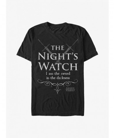 Seasonal Sale Game Of Thrones Night's Watch Sword T-Shirt $7.07 T-Shirts