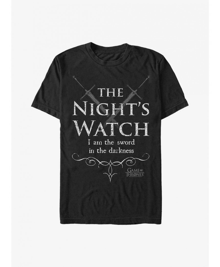 Seasonal Sale Game Of Thrones Night's Watch Sword T-Shirt $7.07 T-Shirts