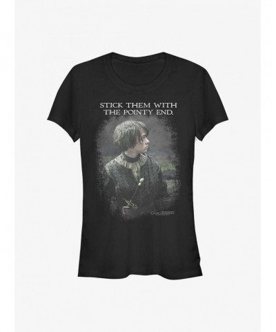 Discount Game Of Thrones Arya Stick The Pointy End Girls T-Shirt $8.17 T-Shirts