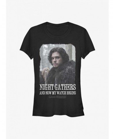 Unique Game Of Thrones Jon Snow Night Watch Begins Girls T-Shirt $6.18 T-Shirts