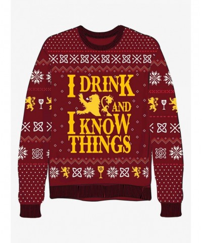 Big Sale Game Of Thrones I Drink And I Know Things Knit Sweater $6.20 Others