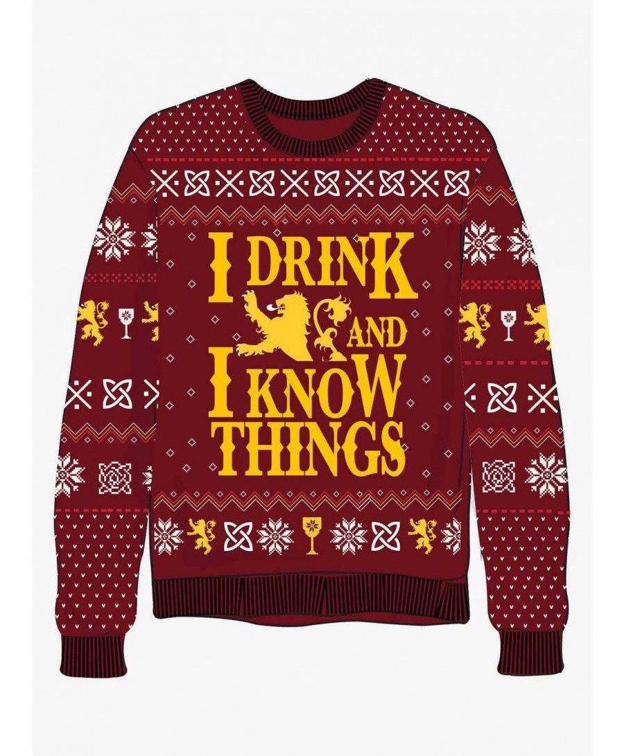 Big Sale Game Of Thrones I Drink And I Know Things Knit Sweater $6.20 Others