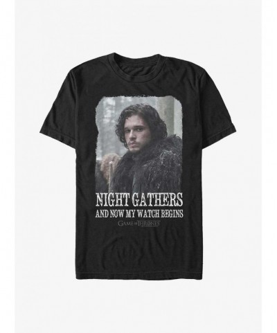 Flash Sale Game Of Thrones Jon Snow Night Watch Begins T-Shirt $8.60 T-Shirts