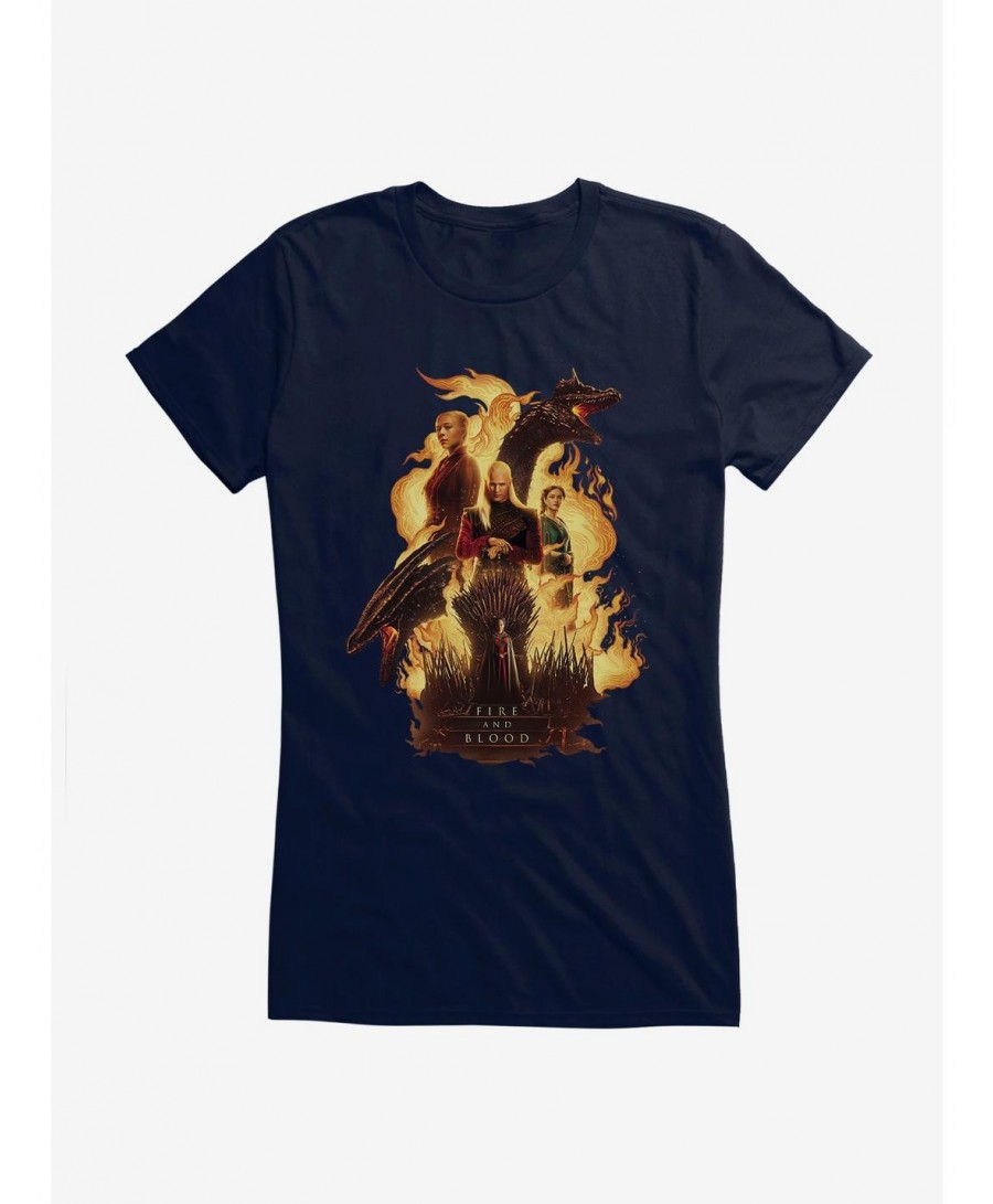 Unique House Of The Dragon Fire And Blood Girls T-Shirt $5.98 T-Shirts