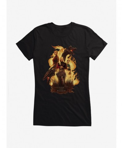 Unique House Of The Dragon Fire And Blood Girls T-Shirt $5.98 T-Shirts