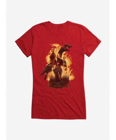 Unique House Of The Dragon Fire And Blood Girls T-Shirt $5.98 T-Shirts