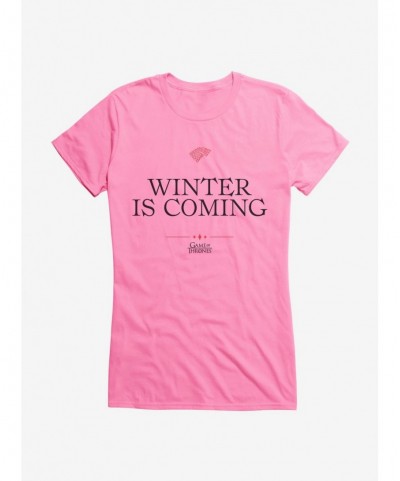 Clearance Game Of Thrones Quote Stark Winter Is Coming Girls T-Shirt $5.98 T-Shirts