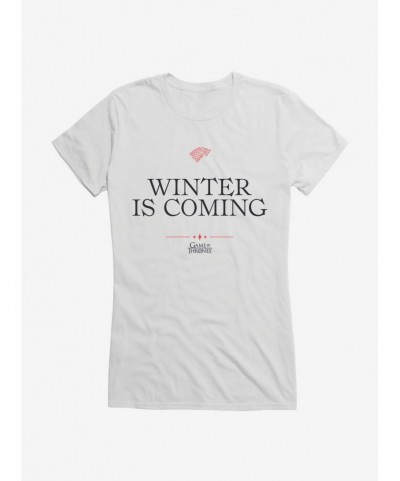 Clearance Game Of Thrones Quote Stark Winter Is Coming Girls T-Shirt $5.98 T-Shirts