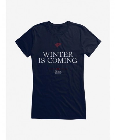 Clearance Game Of Thrones Quote Stark Winter Is Coming Girls T-Shirt $5.98 T-Shirts