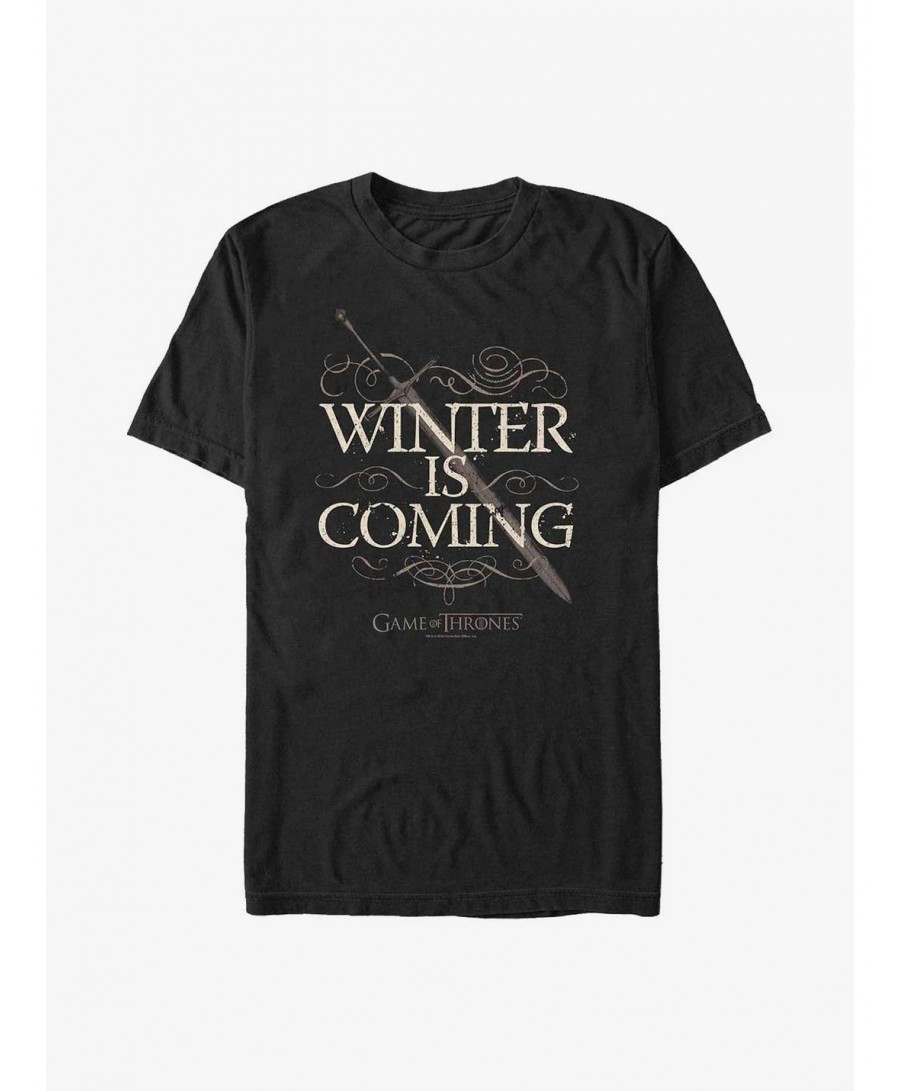 Festival Price Game Of Thrones Winter Is Coming Sword T-Shirt $8.99 T-Shirts