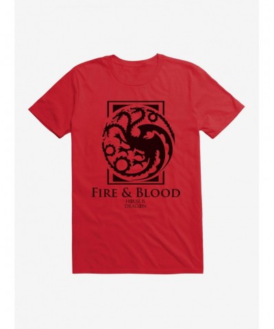 Clearance House Of The Dragon House Targaryen Fire And Blood T-Shirt $9.37 T-Shirts