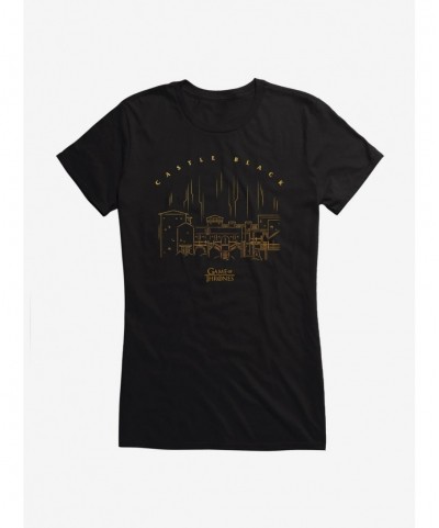 Value for Money Game Of Thrones Castle Black Outline Girls T-Shirt $9.76 T-Shirts