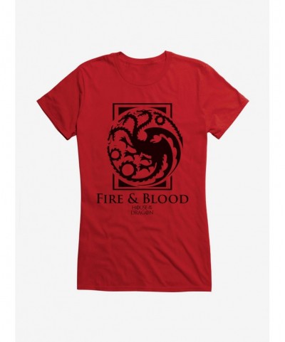 Premium House Of The Dragon House Targaryen Fire And Blood Girls T-Shirt $9.36 T-Shirts