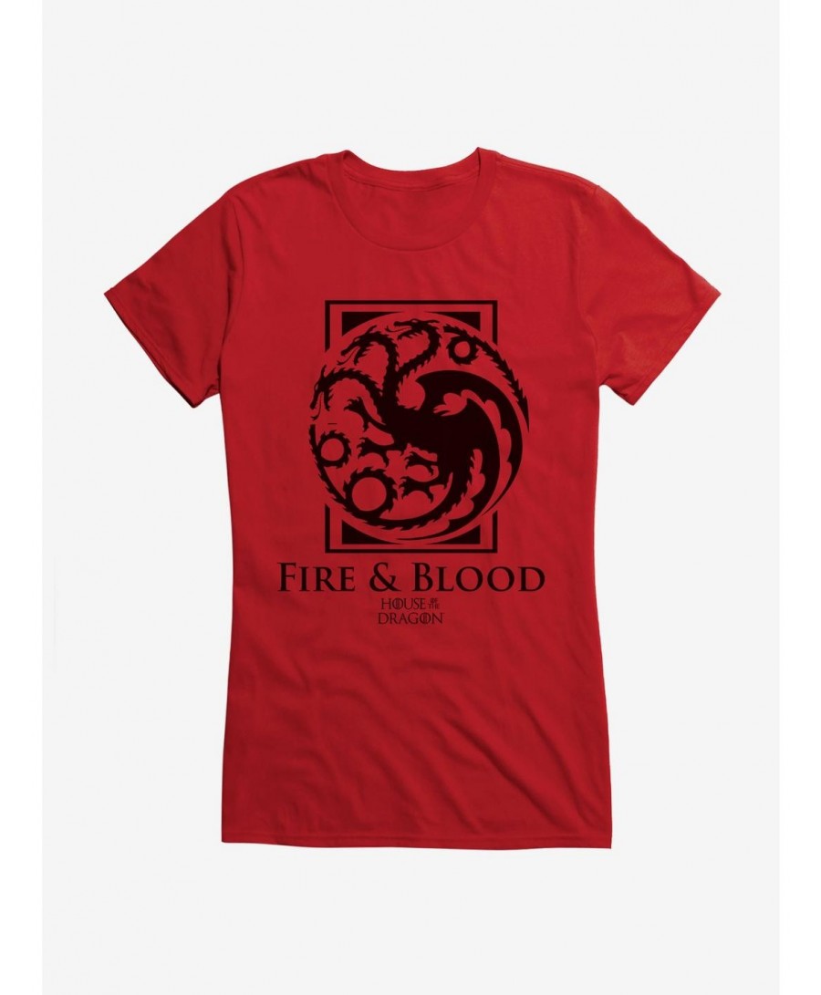 Premium House Of The Dragon House Targaryen Fire And Blood Girls T-Shirt $9.36 T-Shirts