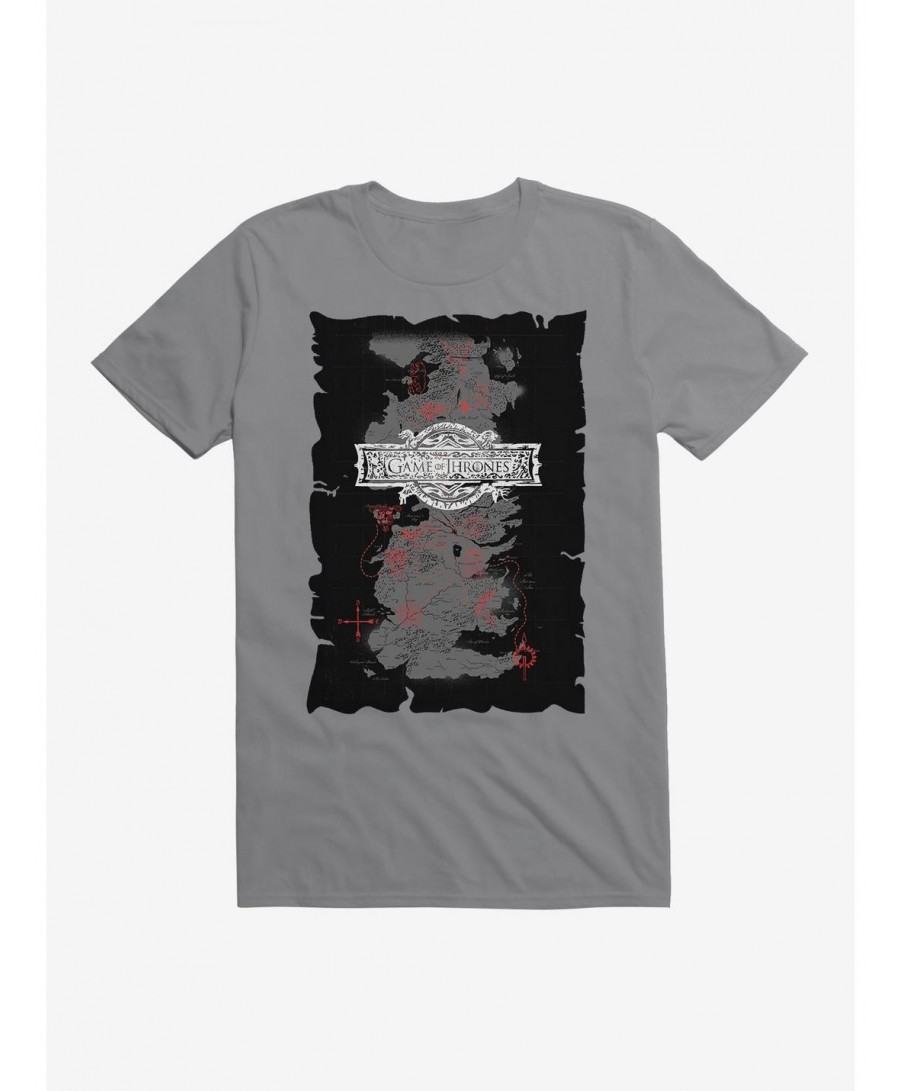 Clearance Game Of Thrones Map T-Shirt $8.99 T-Shirts