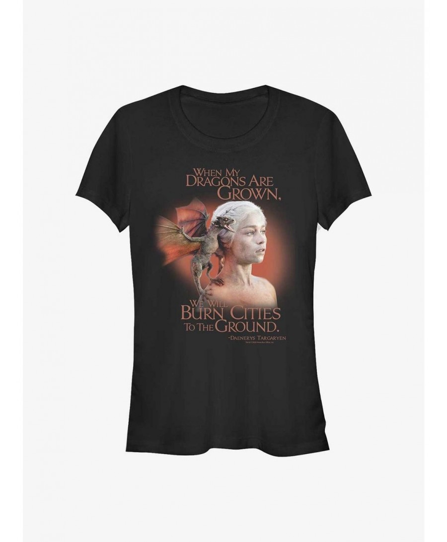 Hot Selling Game Of Thrones Daenerys Dragons Burn Cities Girls T-Shirt $5.98 T-Shirts