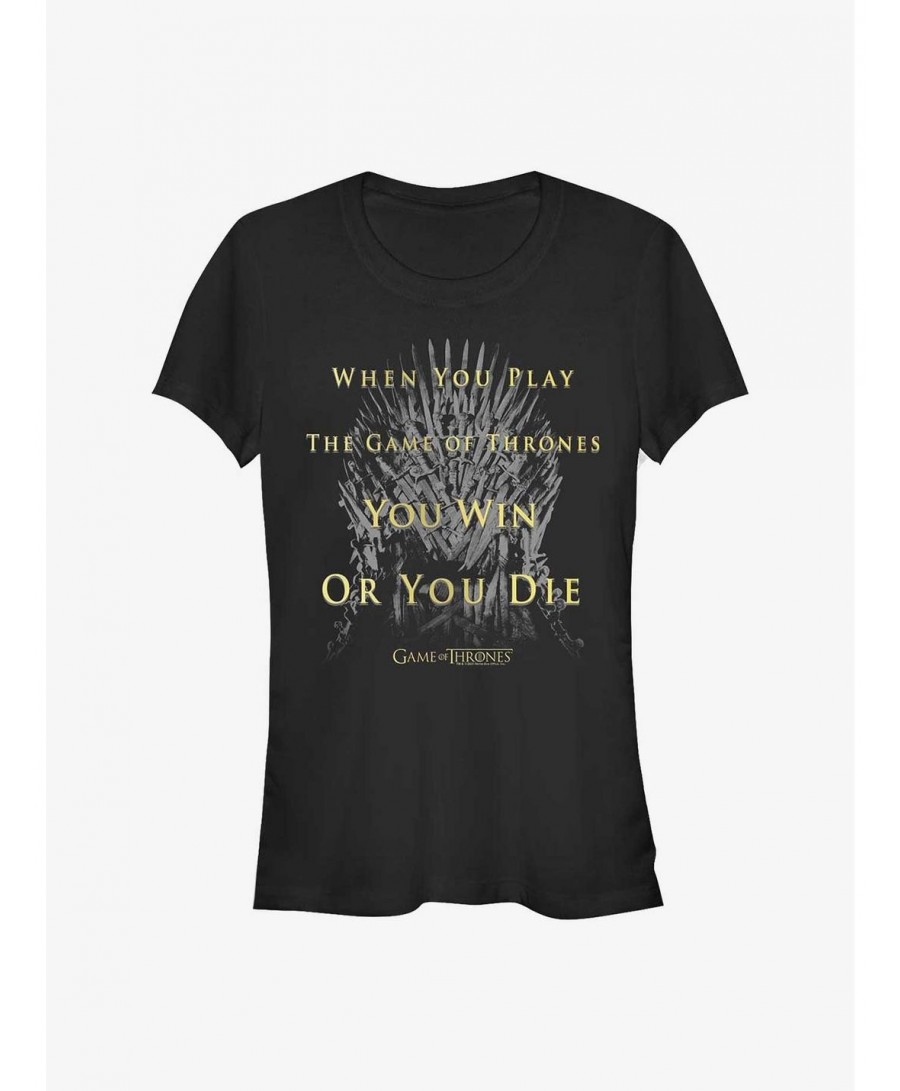 Discount Sale Game Of Thrones Win Or Die Girls T-Shirt $9.96 T-Shirts