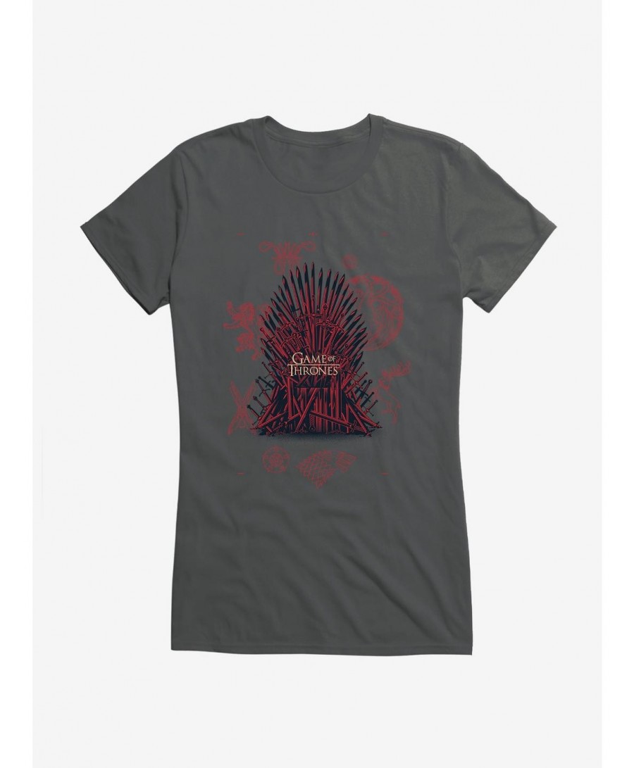 Clearance Game Of Thrones Iron Throne Icons Girls T-Shirt $6.37 T-Shirts