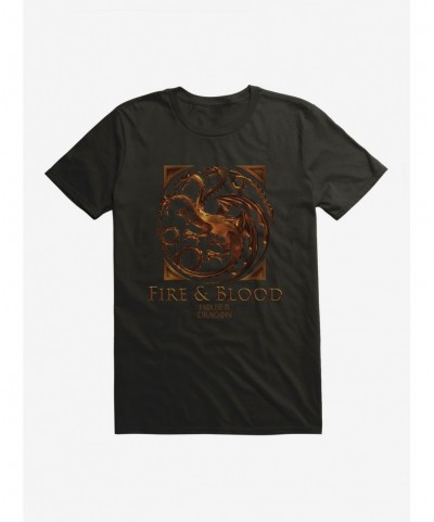 Hot Selling House Of The Dragon Fire And Blood House Targaryen T-Shirt $7.07 T-Shirts