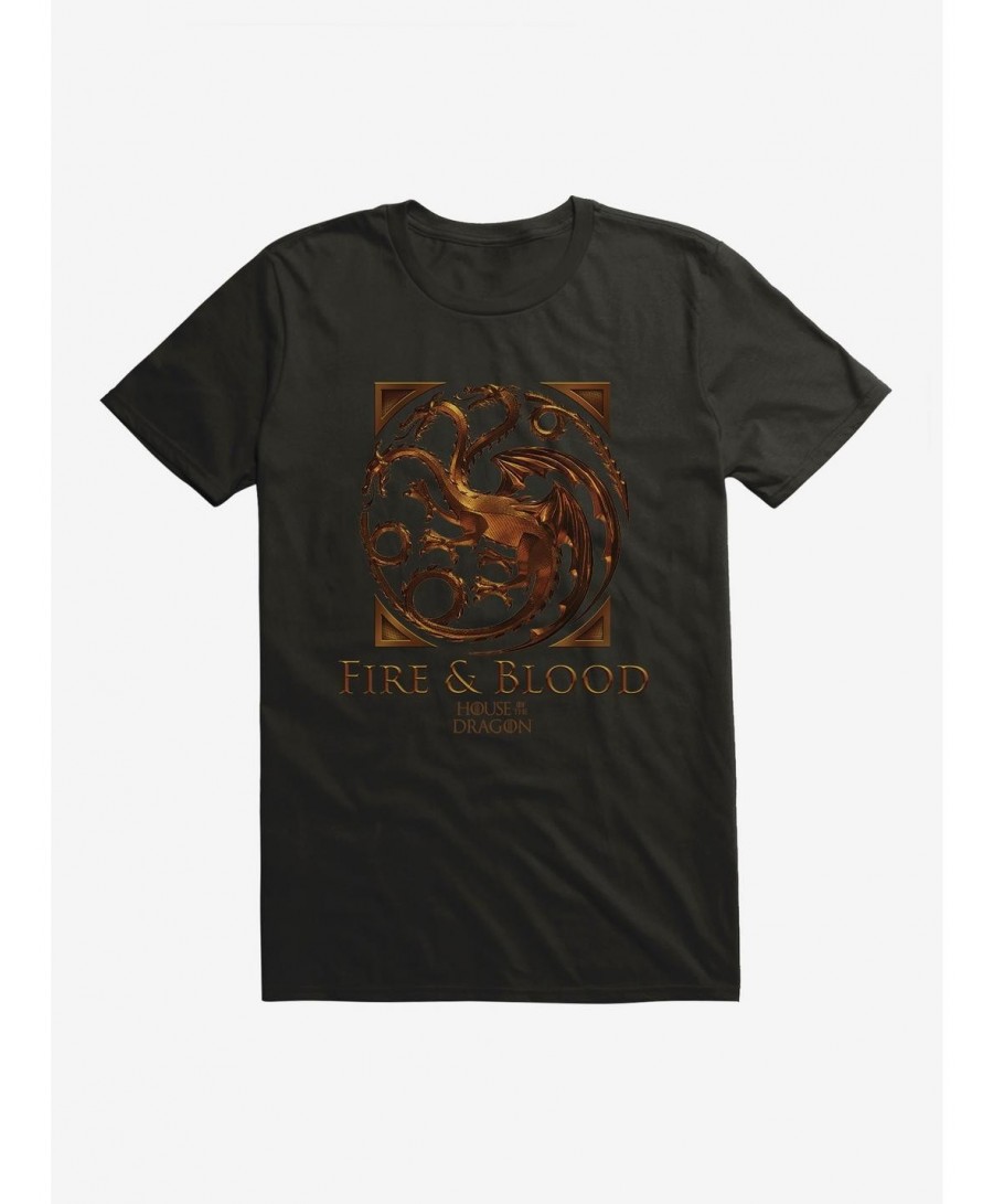 Hot Selling House Of The Dragon Fire And Blood House Targaryen T-Shirt $7.07 T-Shirts