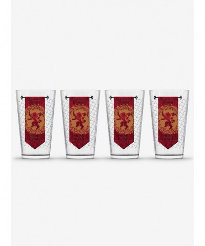 Bestselling Game Of Thrones Lannister Banner Pint Glass 4 Pack $17.51 Others