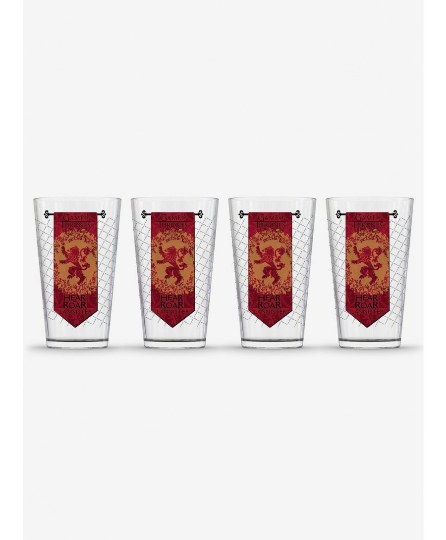 Bestselling Game Of Thrones Lannister Banner Pint Glass 4 Pack $17.51 Others