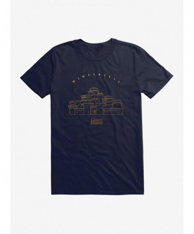 Discount Sale Game Of Thrones Winterfell Outline T-Shirt $6.31 T-Shirts