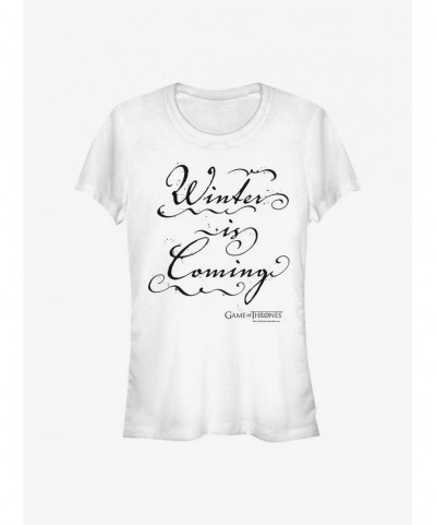 New Arrival Game Of Thrones Winter Is Coming Calligraphy Girls T-Shirt $7.17 T-Shirts