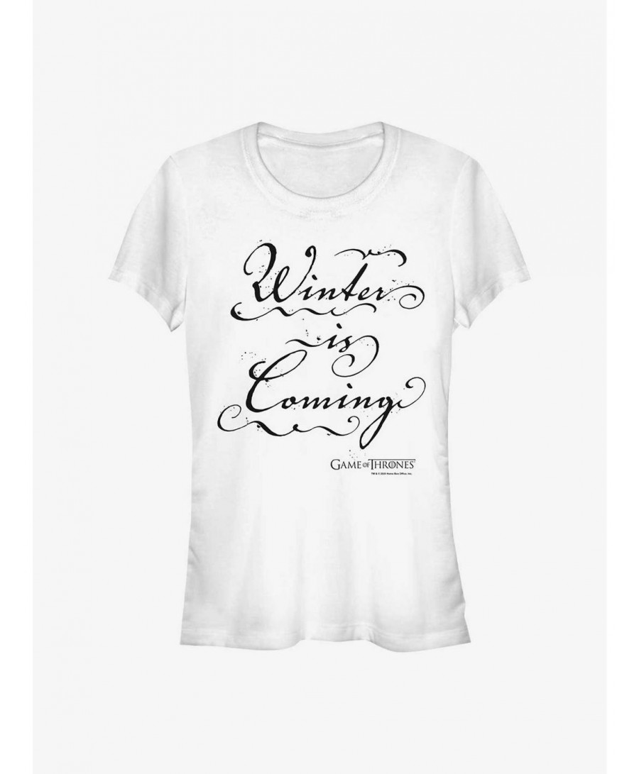 New Arrival Game Of Thrones Winter Is Coming Calligraphy Girls T-Shirt $7.17 T-Shirts