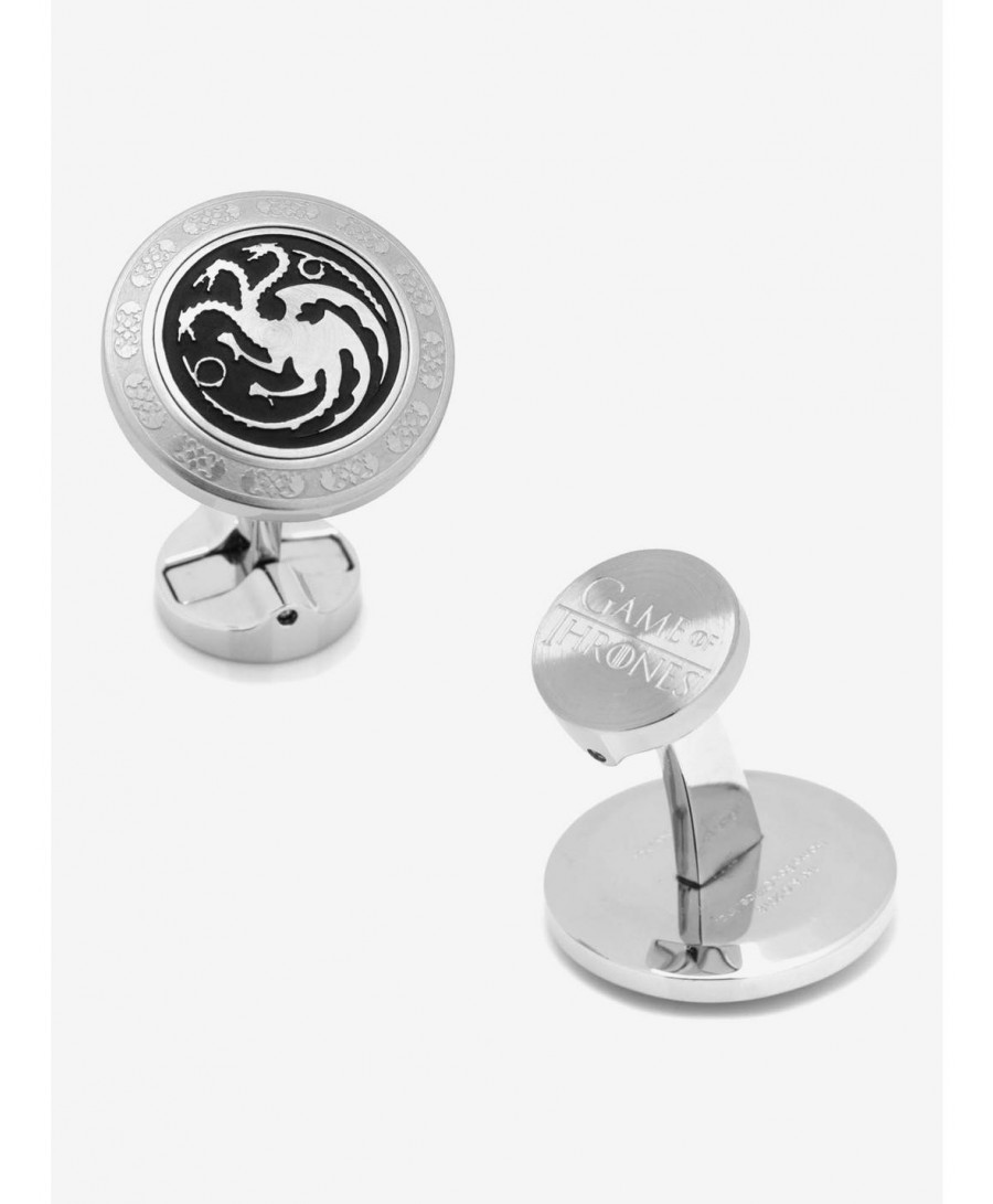 Absolute Discount Game Of Thrones Targaryen Filigree Stainless Steel Cufflinks $54.42 Cufflinks