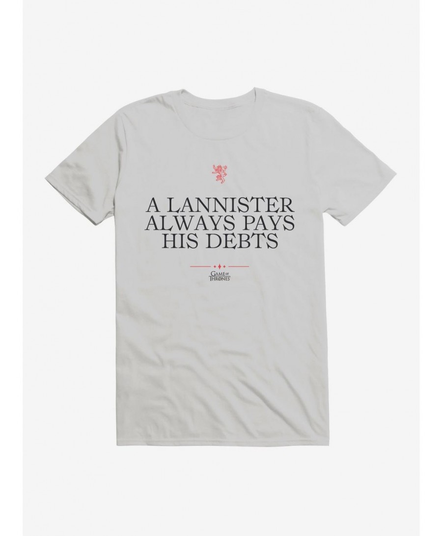 Fashion Game Of Thrones Quote Lannister Always Pays His Debts T-Shirt $5.74 T-Shirts