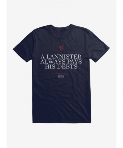 Fashion Game Of Thrones Quote Lannister Always Pays His Debts T-Shirt $5.74 T-Shirts