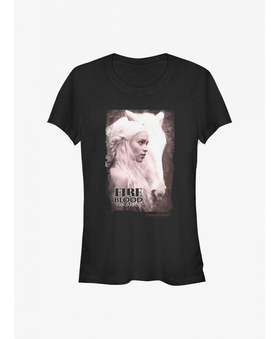 Unique Game Of Thrones Daenerys Fire And Blood Girls T-Shirt $8.76 T-Shirts