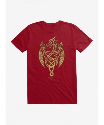 Huge Discount House of the Dragon Gold Three-Headed Dragon T-Shirt $8.80 T-Shirts