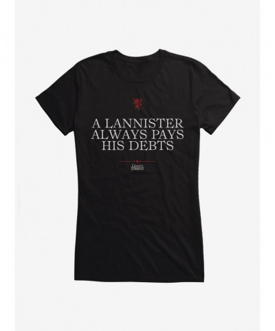 Value Item Game Of Thrones Quote Lannister Always Pays His Debts Girls T-Shirt $9.96 T-Shirts