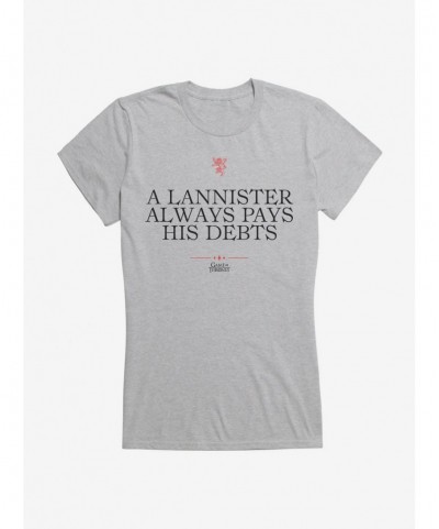 Value Item Game Of Thrones Quote Lannister Always Pays His Debts Girls T-Shirt $9.96 T-Shirts