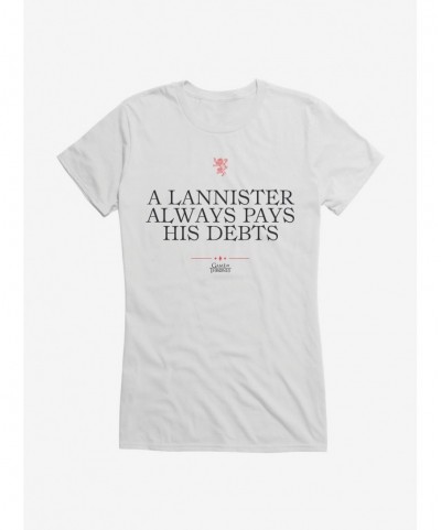 Value Item Game Of Thrones Quote Lannister Always Pays His Debts Girls T-Shirt $9.96 T-Shirts