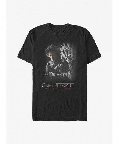 Premium Game Of Thrones Jon Snow Watcher On The Wall T-Shirt $6.69 T-Shirts