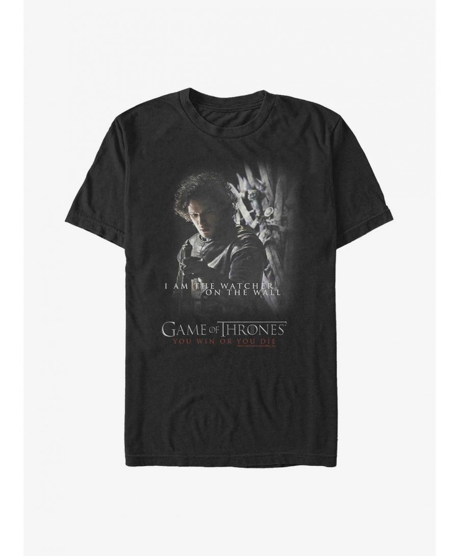 Premium Game Of Thrones Jon Snow Watcher On The Wall T-Shirt $6.69 T-Shirts